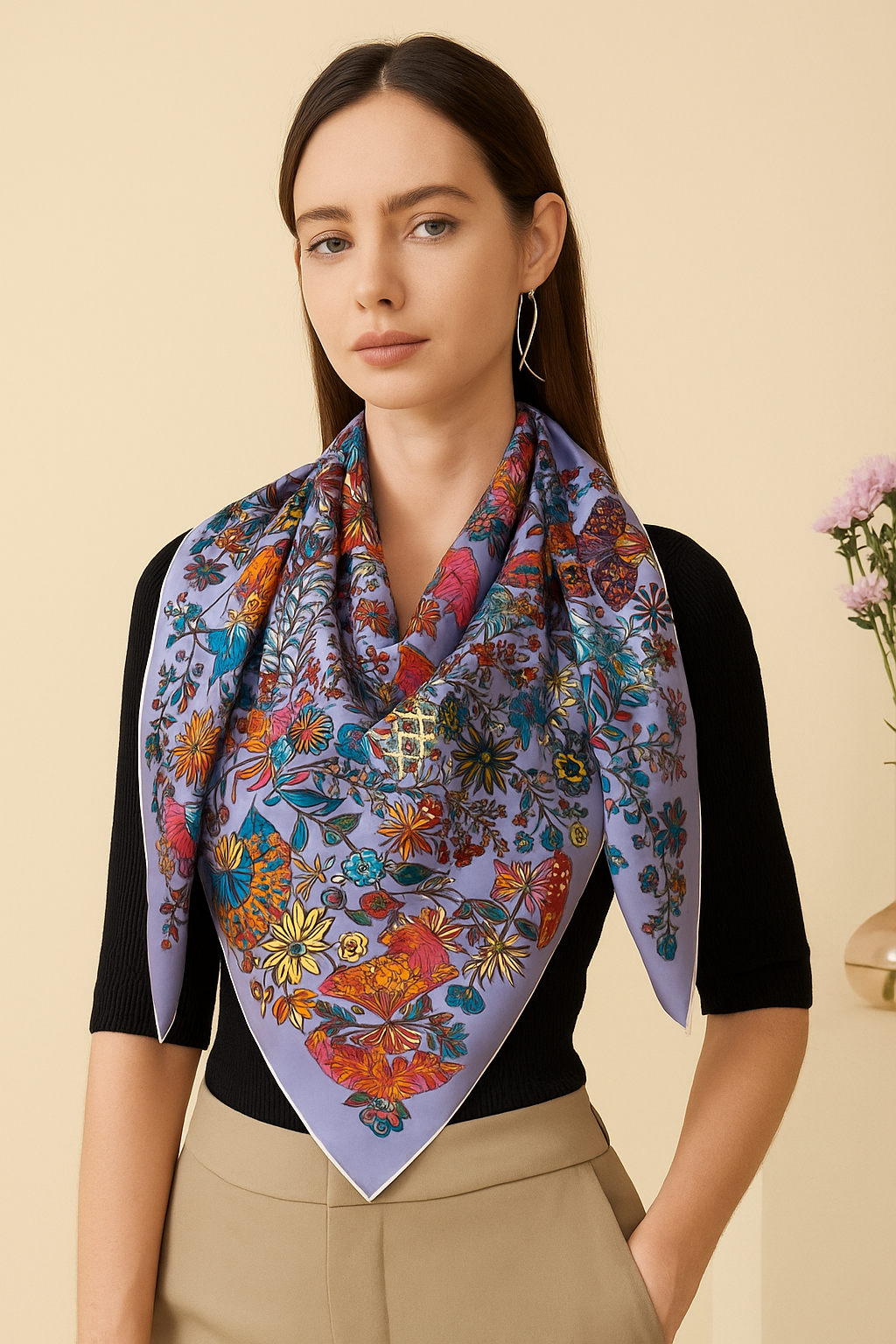 Vends grand châle, paréo, foulard en soie.