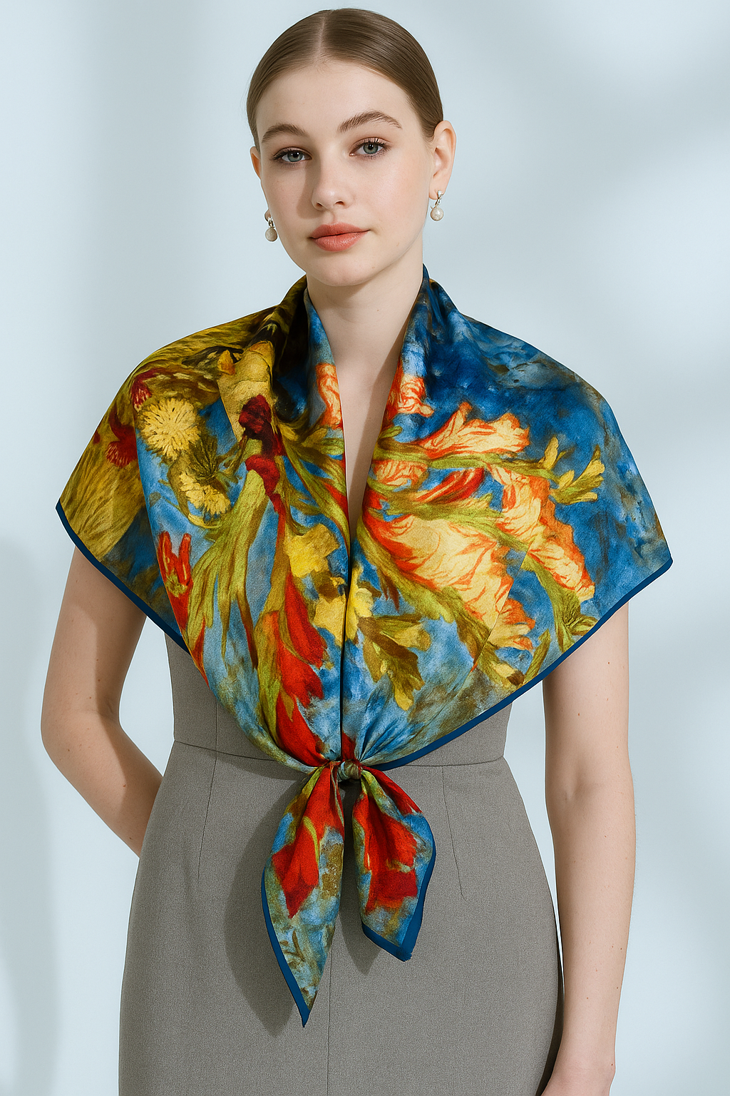 Vends grand châle, paréo, foulard en soie.